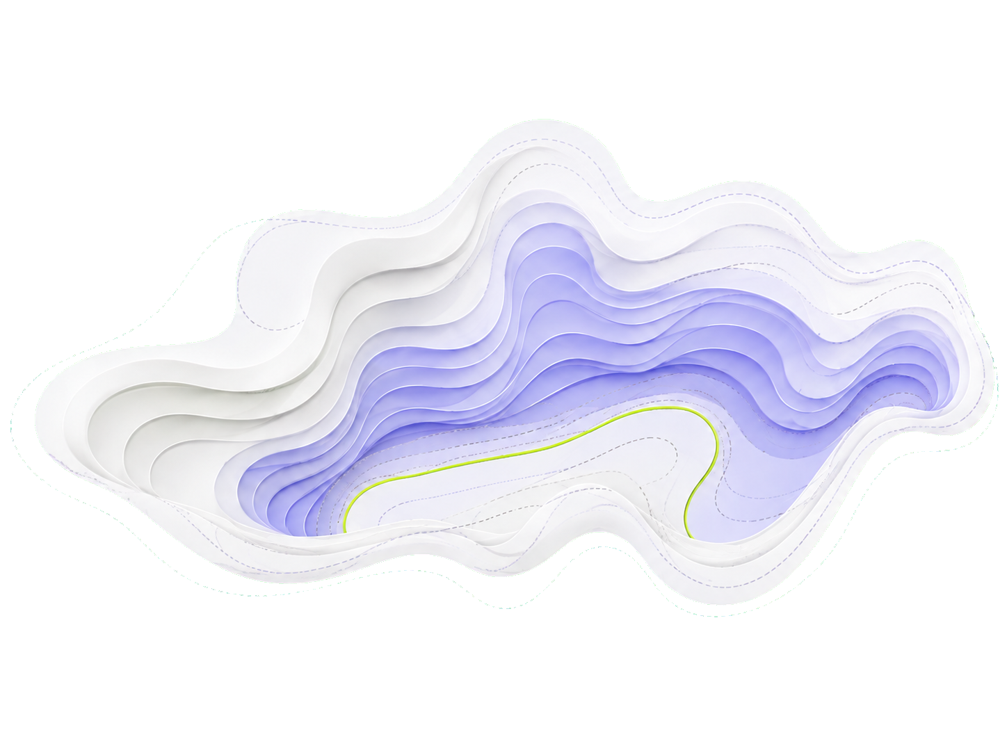 Layered lavender paper terrain representing cost contours